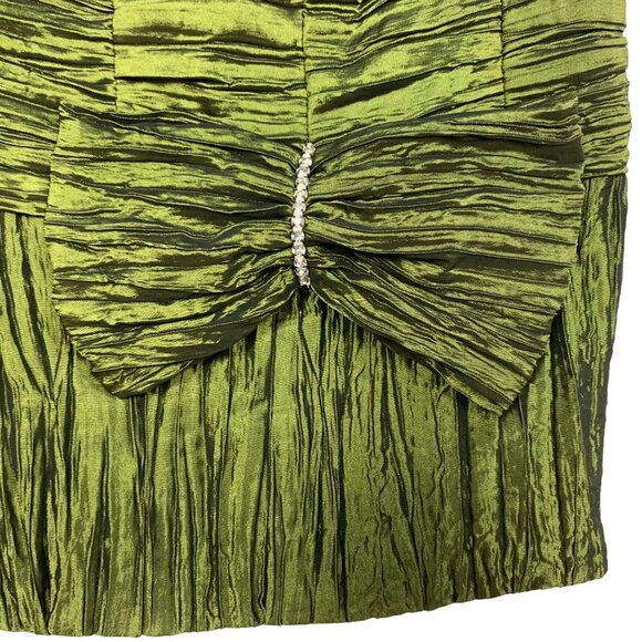 Jessica McClintock Strapless Ruched Mini Dress Cocktail 2 Green Zip Back Hoco - Picture 3 of 11